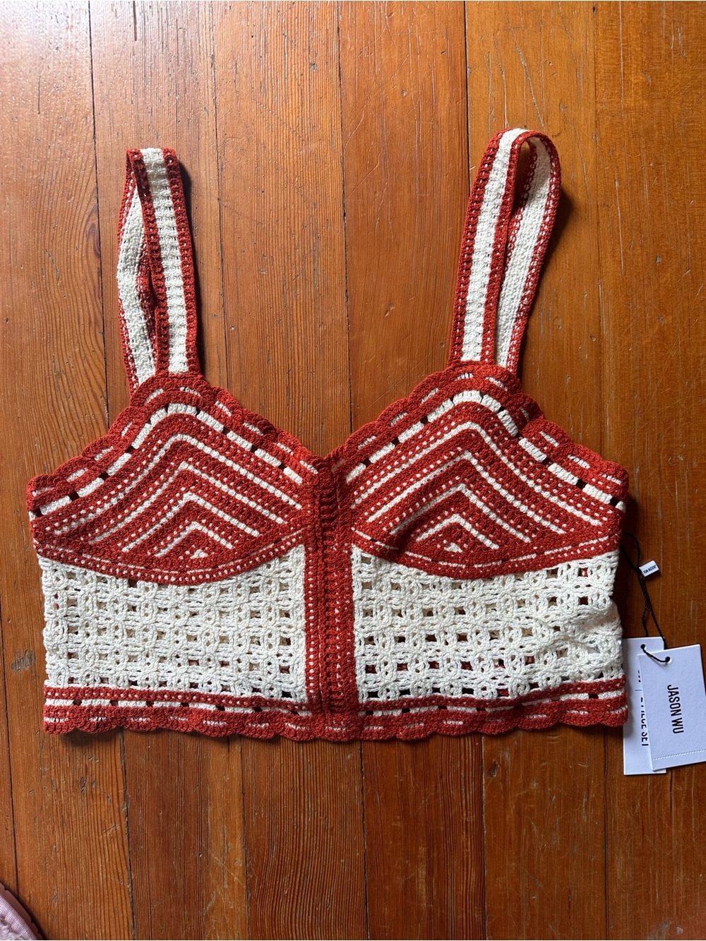 NWT Jason Wu Red & Cream Crochet Bralette - Picture 4 of 12